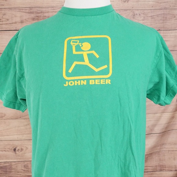 VINTAGE JOHN BEER PARODY JOHN DEERE FUNNY 00s T-SHIRT SIZE L MEXICO - Picture 1 of 6